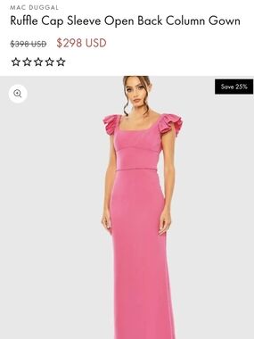 Mac Duggal Size 14 Pink Ruffle Cap Sleeve Column Gown